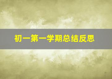 初一第一学期总结反思