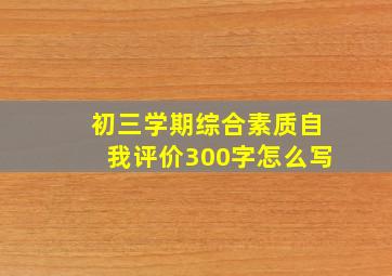 初三学期综合素质自我评价300字怎么写