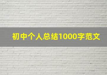 初中个人总结1000字范文