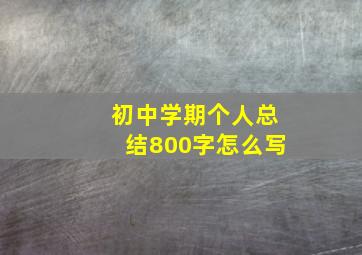 初中学期个人总结800字怎么写