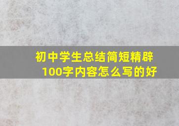 初中学生总结简短精辟100字内容怎么写的好