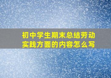 初中学生期末总结劳动实践方面的内容怎么写