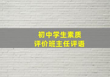 初中学生素质评价班主任评语