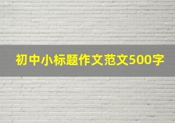 初中小标题作文范文500字