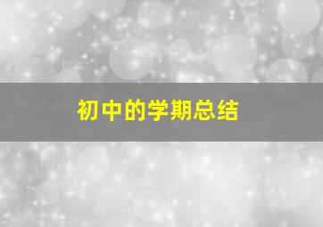 初中的学期总结