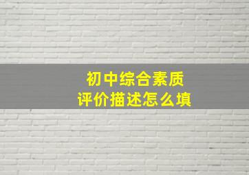 初中综合素质评价描述怎么填