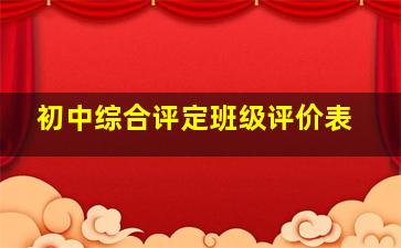 初中综合评定班级评价表