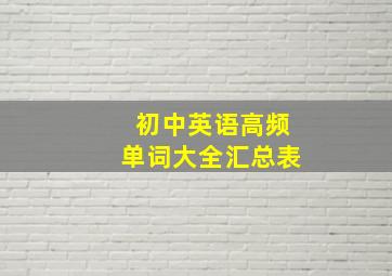 初中英语高频单词大全汇总表