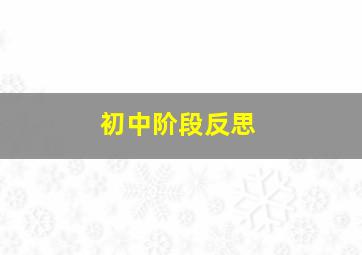 初中阶段反思