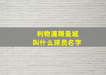 利物浦踢曼城叫什么球员名字