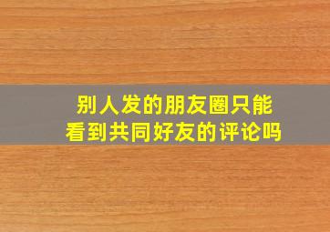 别人发的朋友圈只能看到共同好友的评论吗