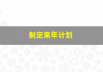 制定来年计划