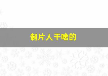 制片人干啥的