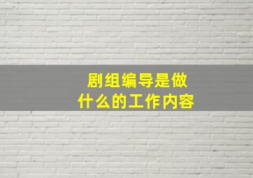 剧组编导是做什么的工作内容