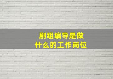 剧组编导是做什么的工作岗位