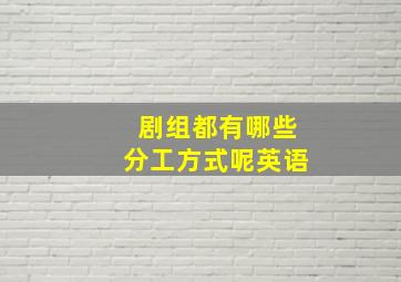 剧组都有哪些分工方式呢英语