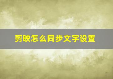 剪映怎么同步文字设置