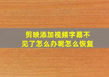 剪映添加视频字幕不见了怎么办呢怎么恢复