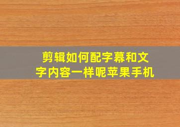 剪辑如何配字幕和文字内容一样呢苹果手机