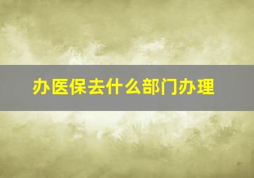 办医保去什么部门办理