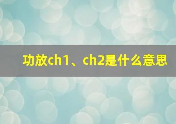 功放ch1、ch2是什么意思