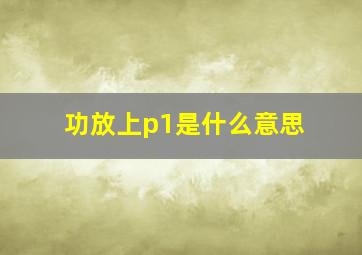 功放上p1是什么意思