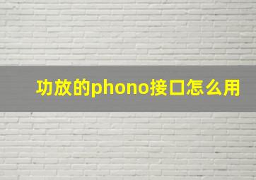 功放的phono接口怎么用