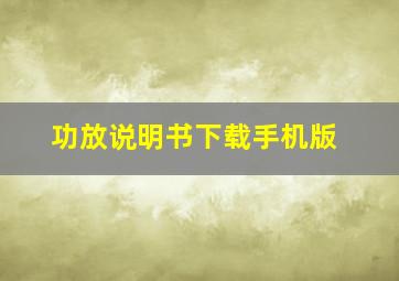 功放说明书下载手机版