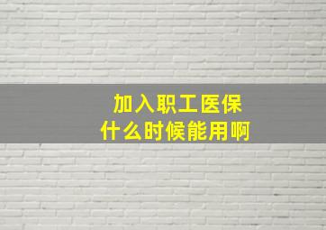 加入职工医保什么时候能用啊