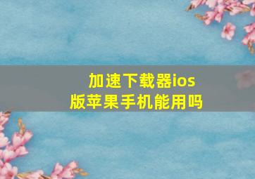 加速下载器ios版苹果手机能用吗