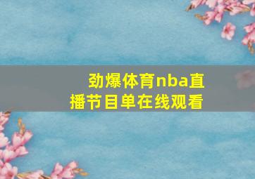 劲爆体育nba直播节目单在线观看