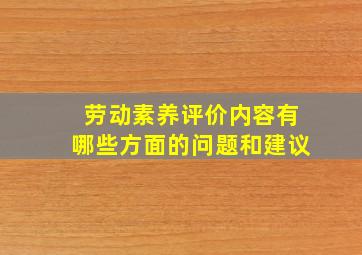 劳动素养评价内容有哪些方面的问题和建议