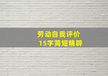 劳动自我评价15字简短精辟