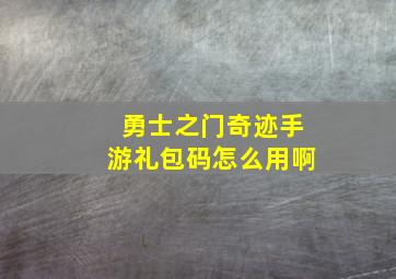 勇士之门奇迹手游礼包码怎么用啊