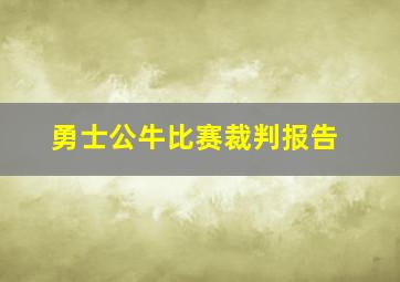 勇士公牛比赛裁判报告