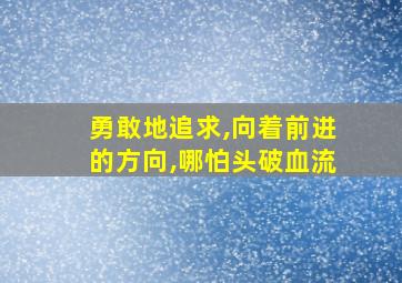 勇敢地追求,向着前进的方向,哪怕头破血流