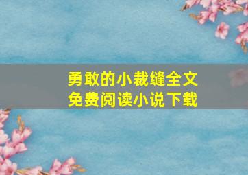 勇敢的小裁缝全文免费阅读小说下载