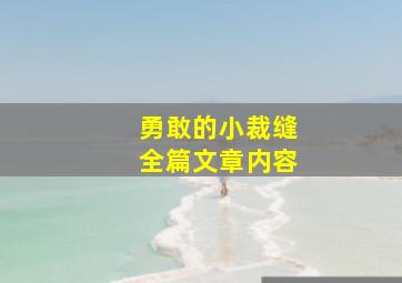 勇敢的小裁缝全篇文章内容