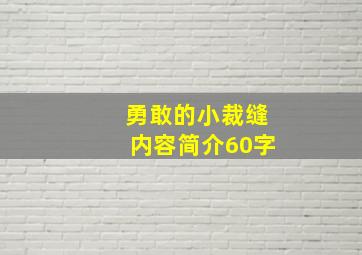 勇敢的小裁缝内容简介60字