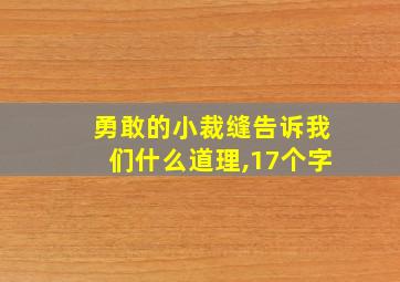 勇敢的小裁缝告诉我们什么道理,17个字