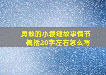 勇敢的小裁缝故事情节概括20字左右怎么写