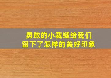 勇敢的小裁缝给我们留下了怎样的美好印象