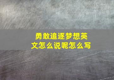 勇敢追逐梦想英文怎么说呢怎么写