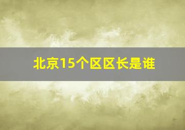 北京15个区区长是谁