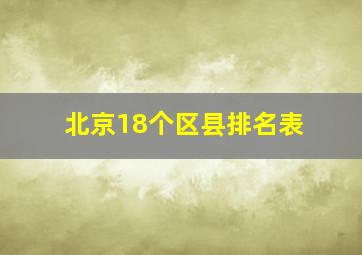 北京18个区县排名表