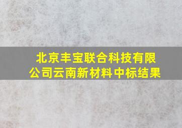 北京丰宝联合科技有限公司云南新材料中标结果