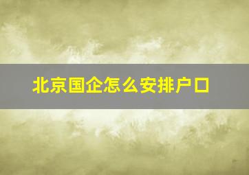 北京国企怎么安排户口