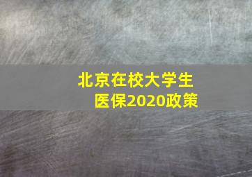 北京在校大学生医保2020政策