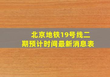 北京地铁19号线二期预计时间最新消息表