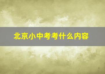 北京小中考考什么内容